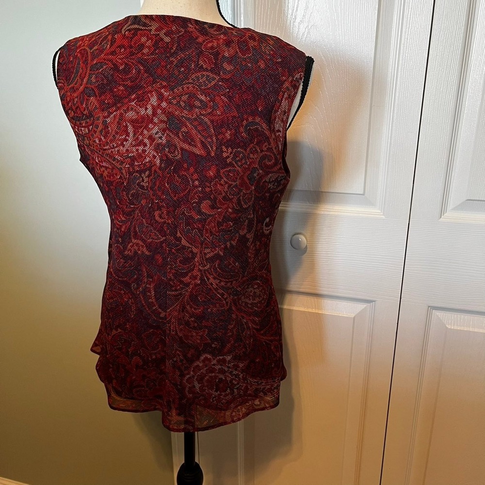 Coldwater Creek multi colored size small sleeveless blouse Tank Top side zipper - Picture 4 of 11